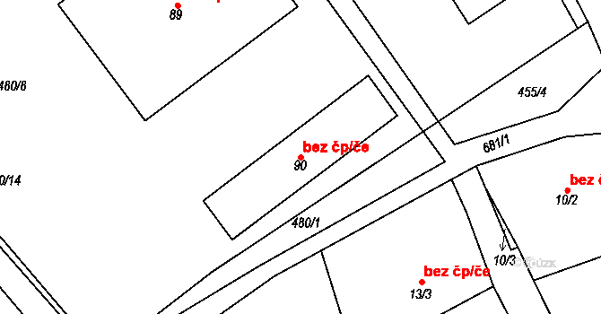Bystřice nad Pernštejnem 50287559 na parcele st. 90 v KÚ Rovné, Katastrální mapa