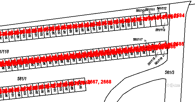 Bludovice 2658, Havířov na parcele st. 581/40 v KÚ Bludovice, Katastrální mapa