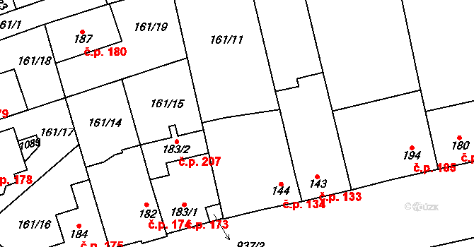 Olovnice 207 na parcele st. 183/2 v KÚ Olovnice, Katastrální mapa