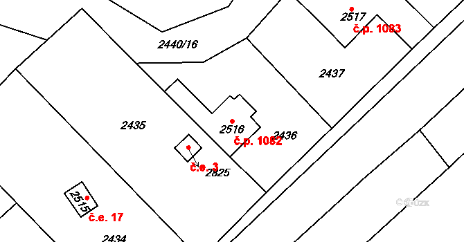 Sušice II 1082, Sušice na parcele st. 2516 v KÚ Sušice nad Otavou, Katastrální mapa