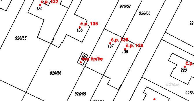 Kojice 138 na parcele st. 137 v KÚ Kojice, Katastrální mapa