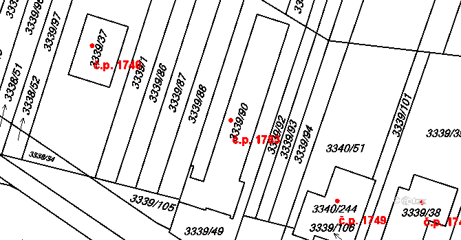 Dubňany 1783 na parcele st. 3339/90 v KÚ Dubňany, Katastrální mapa