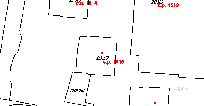Příbor 1515 na parcele st. 283/7 v KÚ Klokočov u Příbora, Katastrální mapa