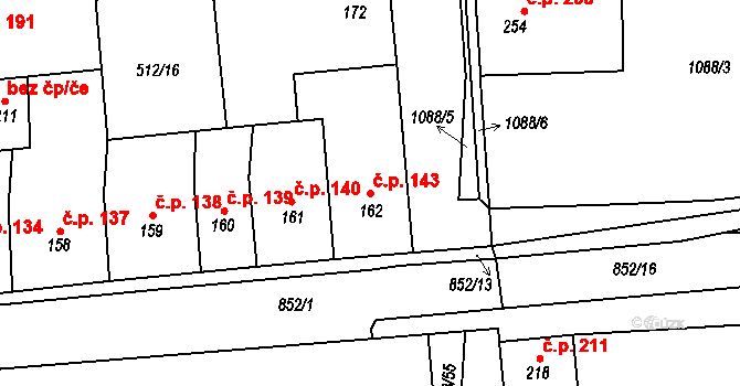 Líšťany 143 na parcele st. 162 v KÚ Líšťany u Cítolib, Katastrální mapa
