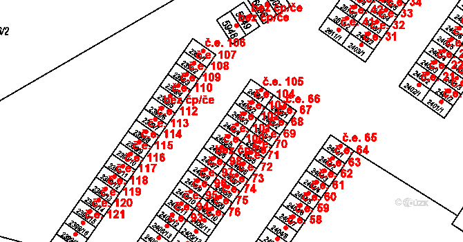 Žatec 102 na parcele st. 2406/4 v KÚ Žatec, Katastrální mapa