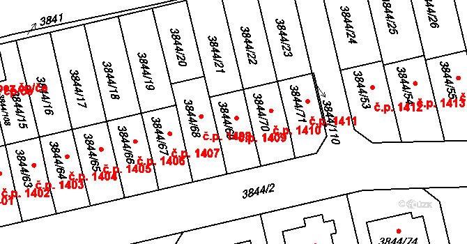 Chotěboř 1409 na parcele st. 3844/69 v KÚ Chotěboř, Katastrální mapa