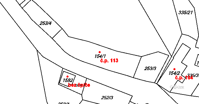 Vranov nad Dyjí 113 na parcele st. 154/1 v KÚ Vranov nad Dyjí, Katastrální mapa