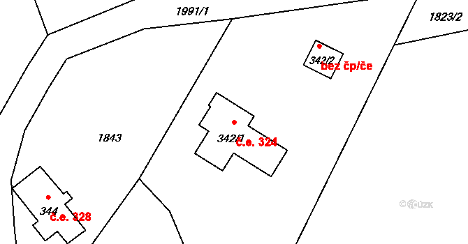 Karlov 324, Josefův Důl na parcele st. 342/1 v KÚ Karlov u Josefova Dolu, Katastrální mapa