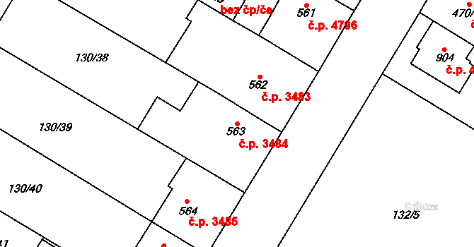 Jihlava 3484 na parcele st. 563 v KÚ Bedřichov u Jihlavy, Katastrální mapa