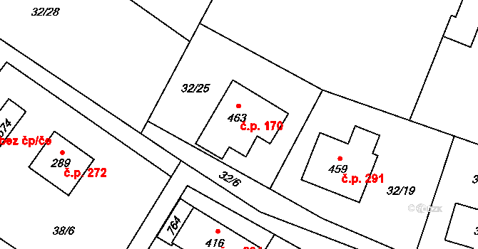 Horní Datyně 170, Vratimov na parcele st. 463 v KÚ Horní Datyně, Katastrální mapa