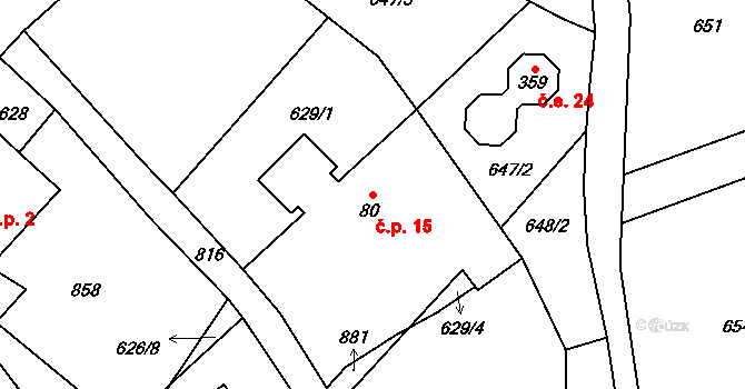 Žernovka 15, Mukařov na parcele st. 80 v KÚ Žernovka, Katastrální mapa