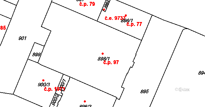 Děčín IV-Podmokly 97, Děčín na parcele st. 898/1 v KÚ Podmokly, Katastrální mapa