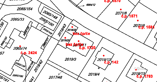 Boskovice 1720 na parcele st. 2019/11 v KÚ Boskovice, Katastrální mapa