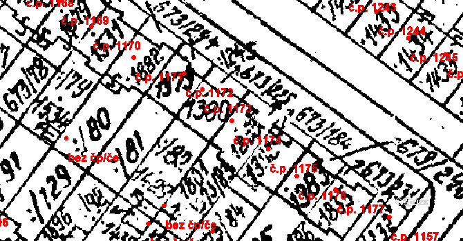 Lanžhot 1174 na parcele st. 1380 v KÚ Lanžhot, Katastrální mapa