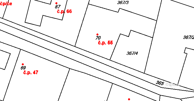 Chlum 55, Pavlíkov na parcele st. 70 v KÚ Chlum u Rakovníka, Katastrální mapa