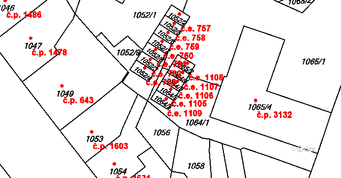Ústí nad Labem-centrum 1105, Ústí nad Labem na parcele st. 1064/2 v KÚ Ústí nad Labem, Katastrální mapa
