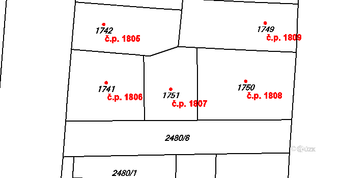 Nové Město 1807, Praha na parcele st. 1751 v KÚ Nové Město, Katastrální mapa