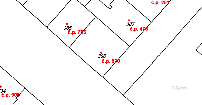 Bubeneč 270, Praha na parcele st. 306 v KÚ Bubeneč, Katastrální mapa