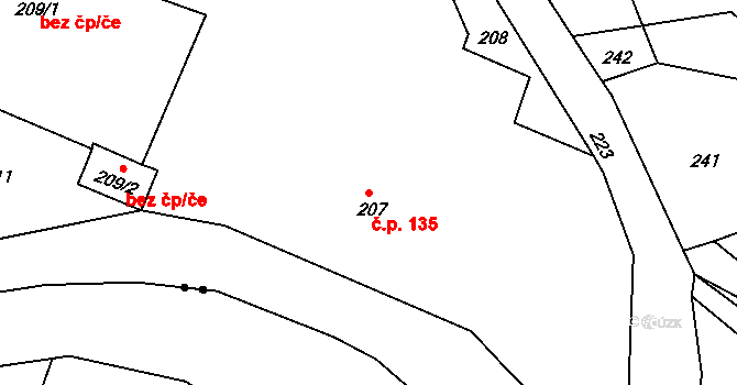 Liberec XVII-Kateřinky 135, Liberec na parcele st. 207 v KÚ Kateřinky u Liberce, Katastrální mapa
