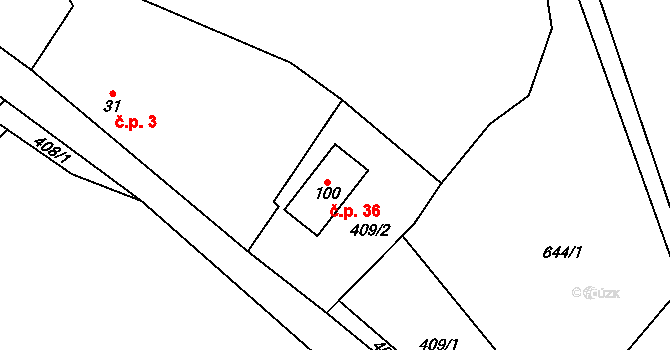 Řepčice 36, Velké Popovice na parcele st. 100 v KÚ Mokřany u Velkých Popovic, Katastrální mapa