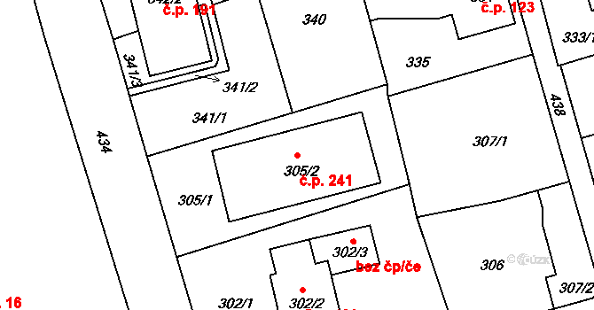 Liberec IX-Janův Důl 241, Liberec na parcele st. 305/2 v KÚ Janův Důl u Liberce, Katastrální mapa