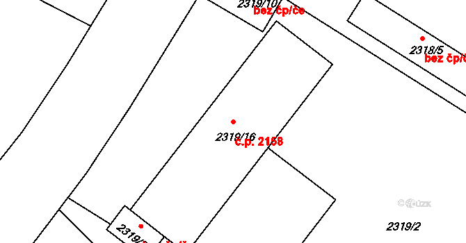Benešov 2158 na parcele st. 2319/16 v KÚ Benešov u Prahy, Katastrální mapa