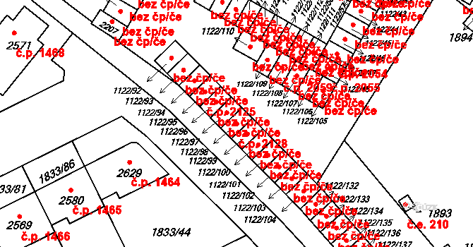 Uničov 2128 na parcele st. 1122/98 v KÚ Uničov, Katastrální mapa