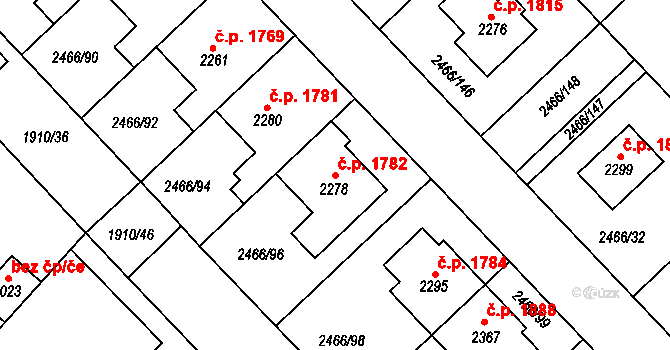 Tišnov 1782 na parcele st. 2278 v KÚ Tišnov, Katastrální mapa