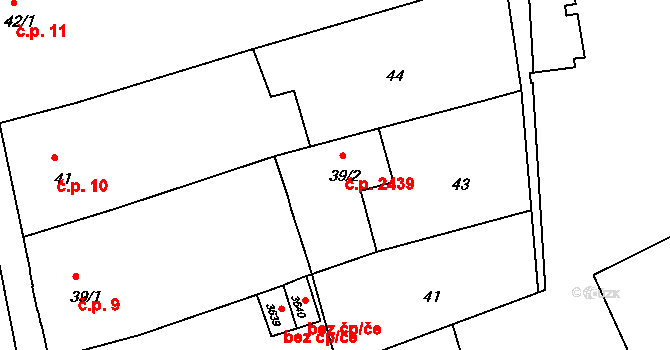 Blansko 2439 na parcele st. 39/2 v KÚ Blansko, Katastrální mapa