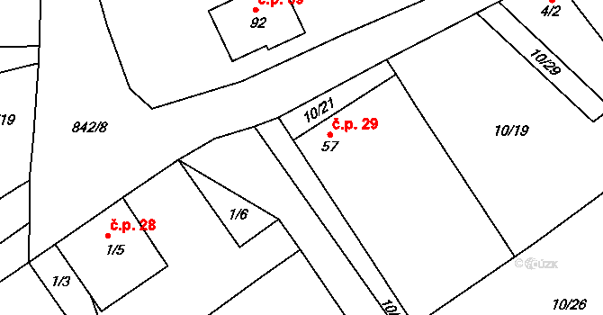 Bítovánky 29, Želetava na parcele st. 57 v KÚ Bítovánky, Katastrální mapa