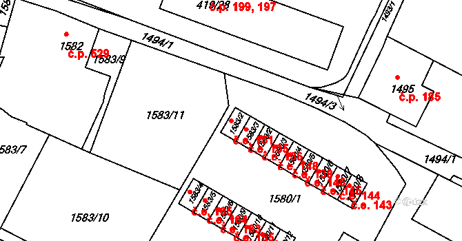 Rumburk 1 151, Rumburk na parcele st. 1583/2 v KÚ Rumburk, Katastrální mapa