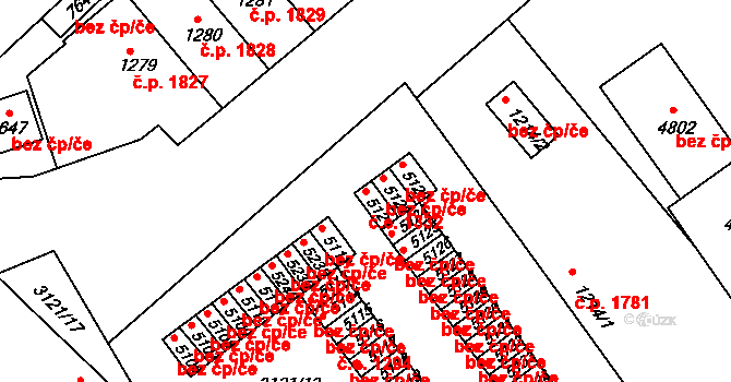 Kroměříž 1332 na parcele st. 5121 v KÚ Kroměříž, Katastrální mapa