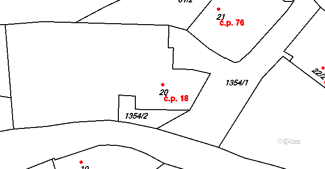 Rakovice 18 na parcele st. 20 v KÚ Rakovice, Katastrální mapa
