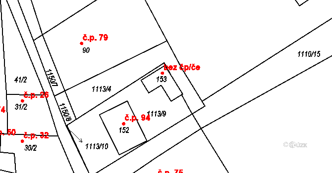 Jezdovice 41252560 na parcele st. 153 v KÚ Jezdovice, Katastrální mapa
