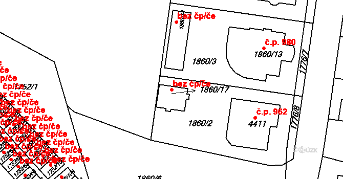 Týniště nad Orlicí 42942560 na parcele st. 1860/17 v KÚ Týniště nad Orlicí, Katastrální mapa