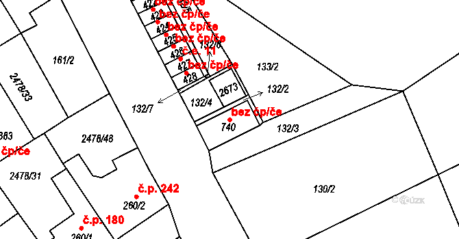 Horní Cerekev 45233560 na parcele st. 740 v KÚ Horní Cerekev, Katastrální mapa