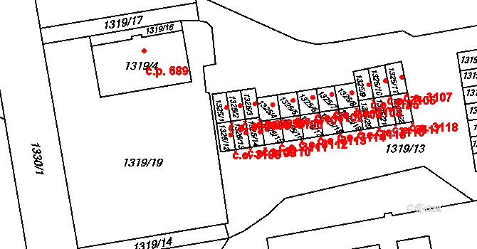 Prostřední Suchá 3109, Havířov na parcele st. 1325/13 v KÚ Prostřední Suchá, Katastrální mapa