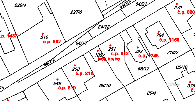 Rudná 50023560 na parcele st. 1057 v KÚ Hořelice, Katastrální mapa