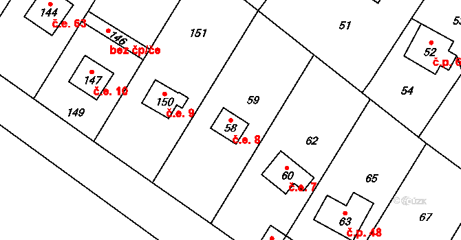 Beroun-Zdejcina 8, Beroun na parcele st. 58 v KÚ Zdejcina, Katastrální mapa