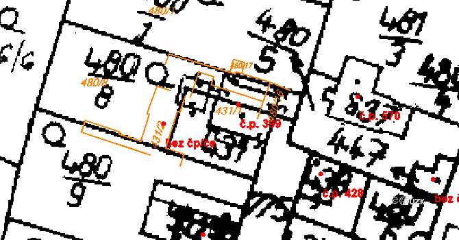 Zlonice 399 na parcele st. 431/1 v KÚ Zlonice, Katastrální mapa
