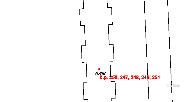 Polabiny 247,248,249,250,251, Pardubice na parcele st. 6769 v KÚ Pardubice, Katastrální mapa