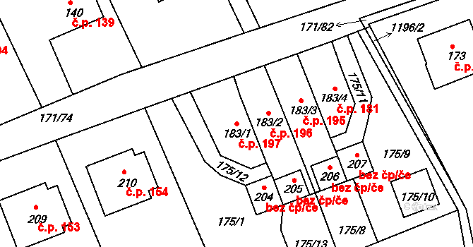 Chromeč 197 na parcele st. 183/1 v KÚ Chromeč, Katastrální mapa