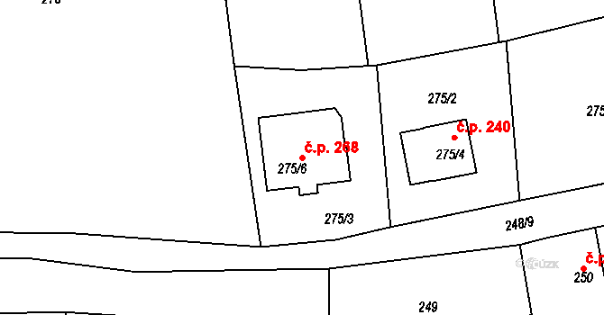 Svinařov 268 na parcele st. 275/6 v KÚ Svinařov u Kladna, Katastrální mapa