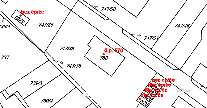 Přibyslav 570 na parcele st. 788 v KÚ Přibyslav, Katastrální mapa