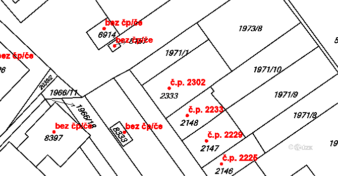 Kroměříž 2302 na parcele st. 2333 v KÚ Kroměříž, Katastrální mapa
