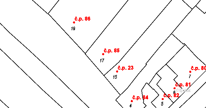 Čehovice 85 na parcele st. 17 v KÚ Čehovice, Katastrální mapa