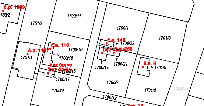 Nýřany 104171561 na parcele st. 1700/14 v KÚ Nýřany, Katastrální mapa
