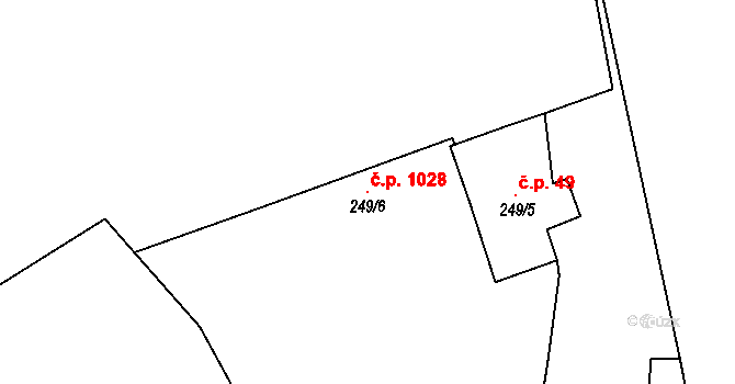 Hronov 1028 na parcele st. 249/6 v KÚ Hronov, Katastrální mapa