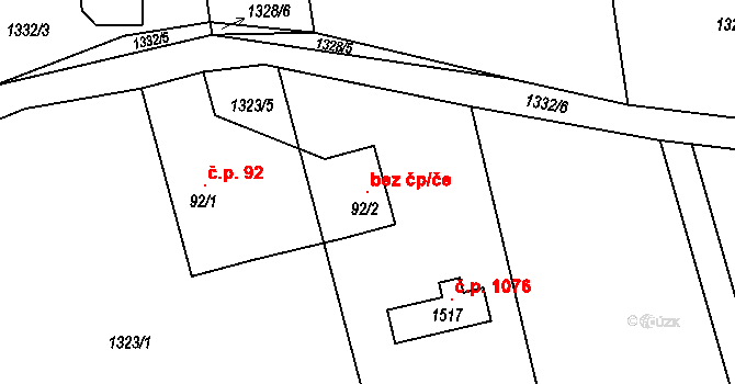 Kozlovice 107322561 na parcele st. 92/2 v KÚ Kozlovice, Katastrální mapa