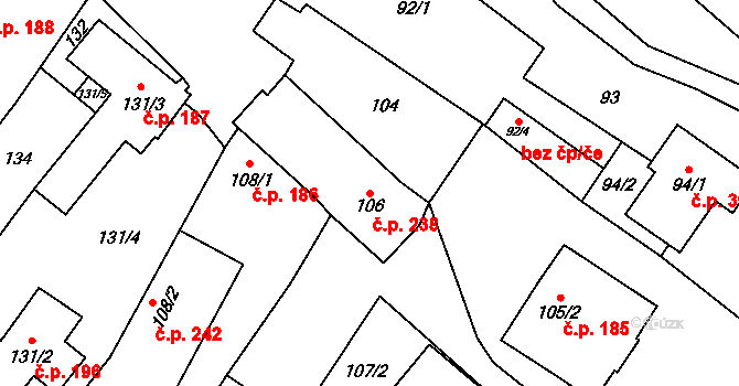 Suchohrdly 238 na parcele st. 106 v KÚ Suchohrdly u Znojma, Katastrální mapa